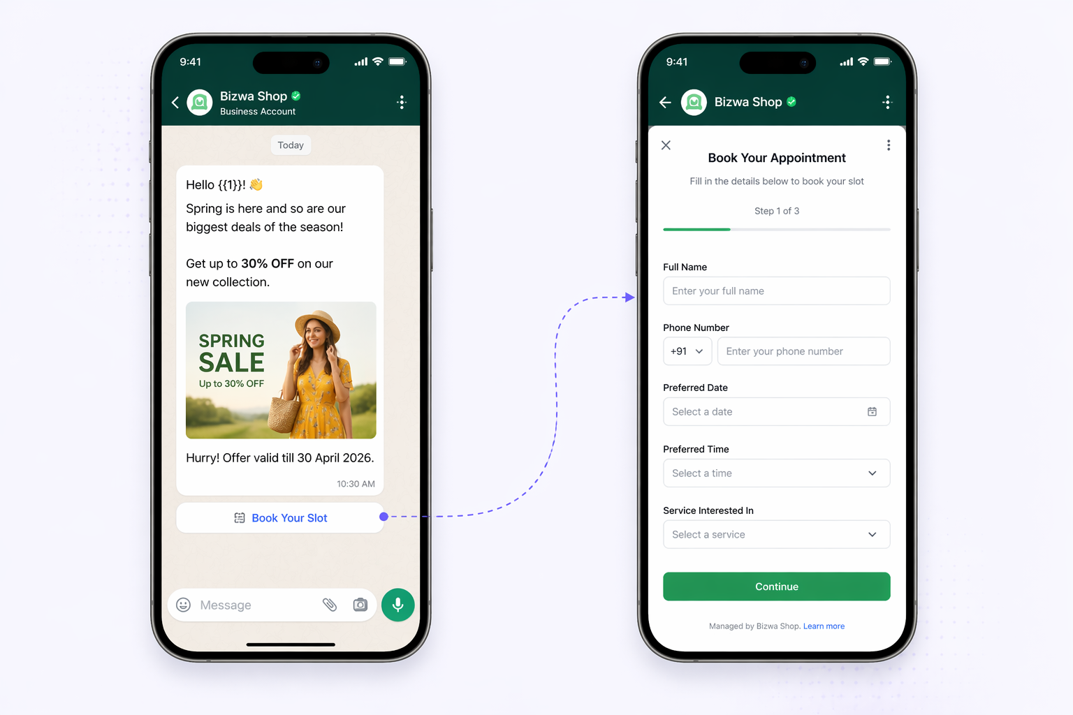WhatsApp Flows Mockup